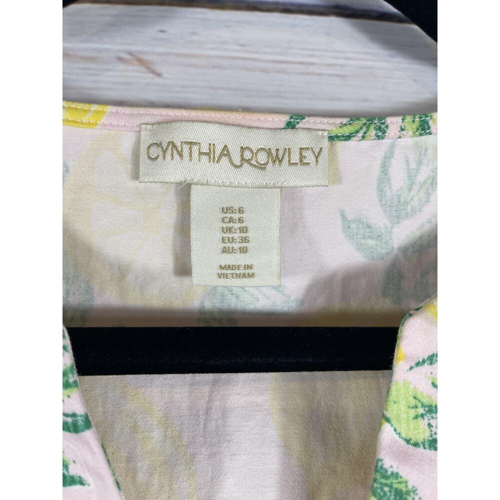 Cynthia Rowley Dress Womens 6 Multicolor Lemon Print Shift V Neck Sleeveless - Picture 4 of 9